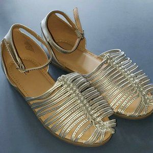 Old Navy Girls silver metallic caged sandals sz 3